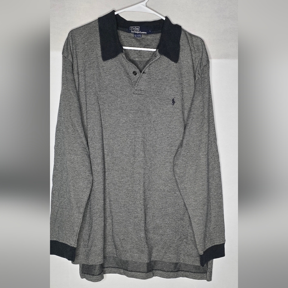 Polo Ralph Lauren Shirt Long Sleeve Cotton Gray Size Large